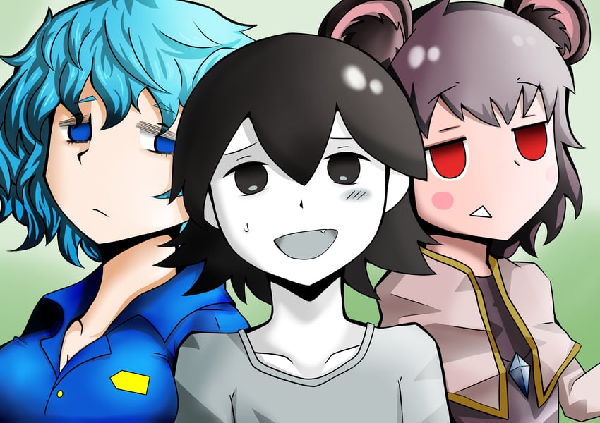 kawashiro nitori, nazrin, and kofji (touhou and 1 more) drawn by chikiji_(chickchickjo)