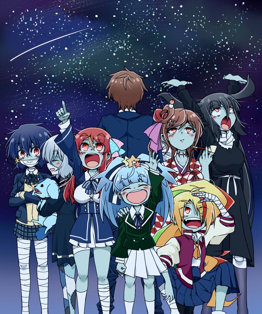 konno junko, minamoto sakura, mizuno ai, nikaidou saki, hoshikawa lily, and 4 more (zombie land saga) drawn by hachiman_(douno)