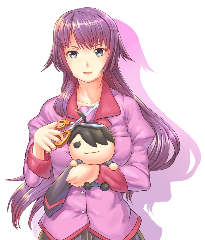 senjougahara hitagi and araragi koyomi (monogatari and 1 more) drawn by ap