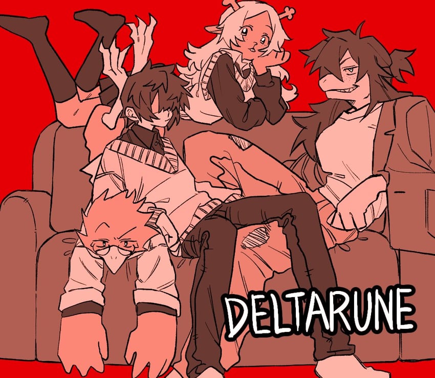 kris, susie, noelle holiday, and berdly (deltarune) drawn by dokusony83834