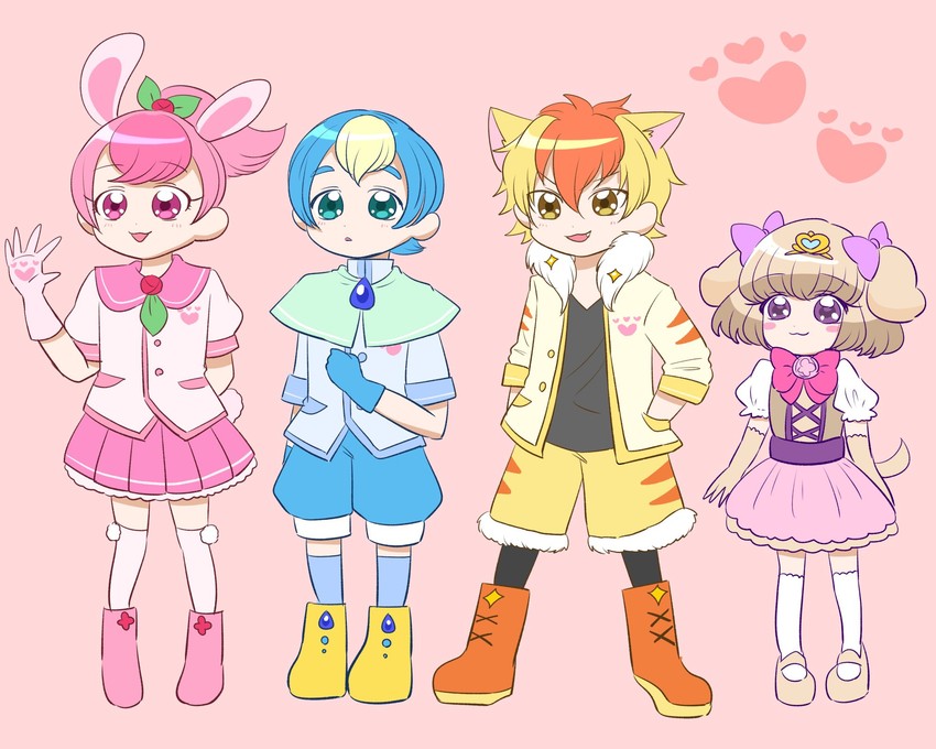 rabirin, nyatoran, latte, and pegitan (precure and 1 more) drawn by ridoro