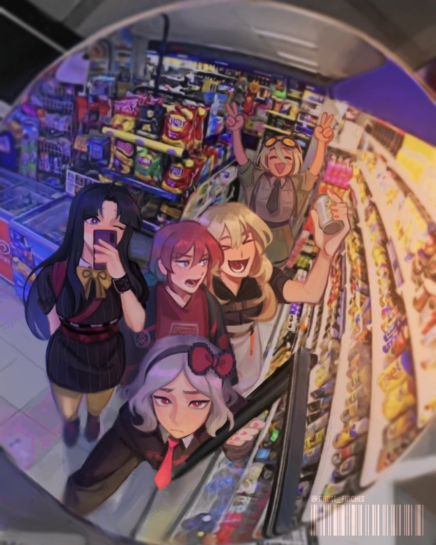 iseri nina, kawaragi momoka, awa subaru, ebizuka tomo, and rupa (girls band cry) drawn by dead_finch