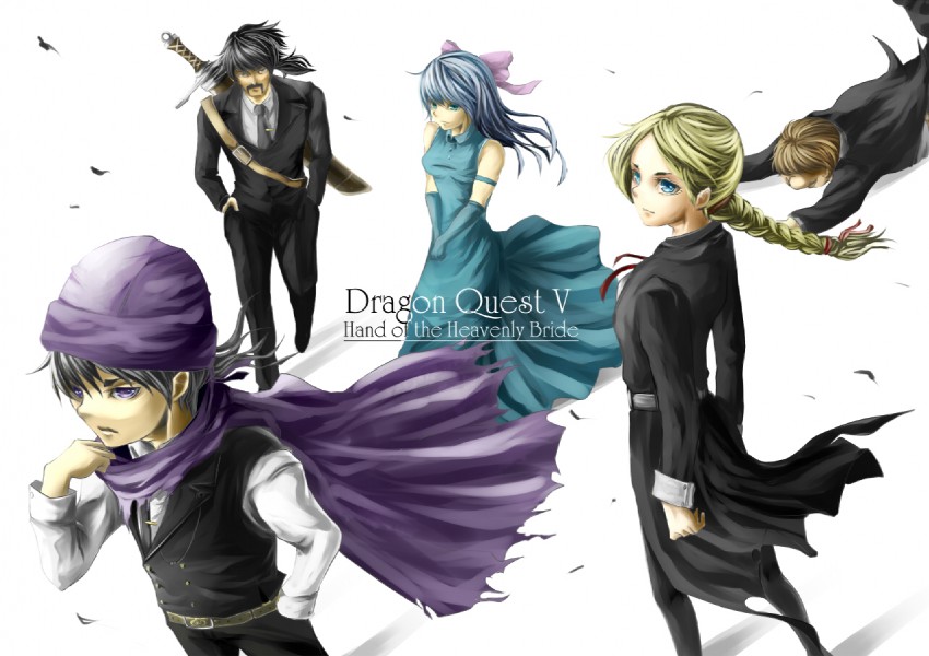 bianca, hero, flora, papas, and sancho (dragon quest and 1 more) drawn by kotobuki_ryou