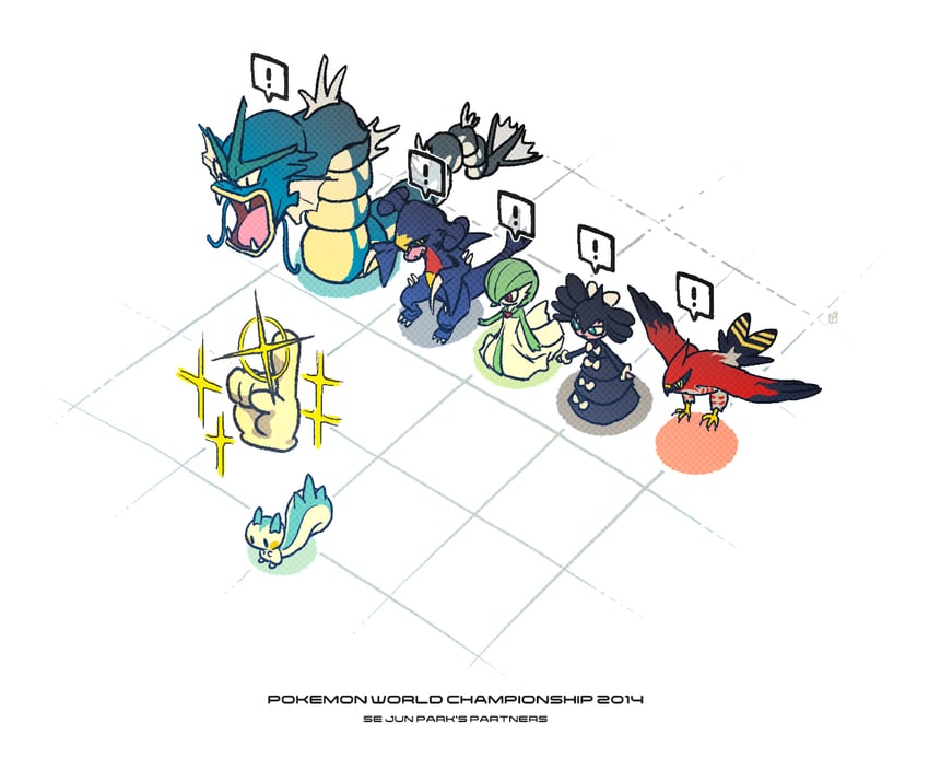 gardevoir, garchomp, pachirisu, gyarados, talonflame, and 1 more (pokemon and 2 more) drawn by pp-pi