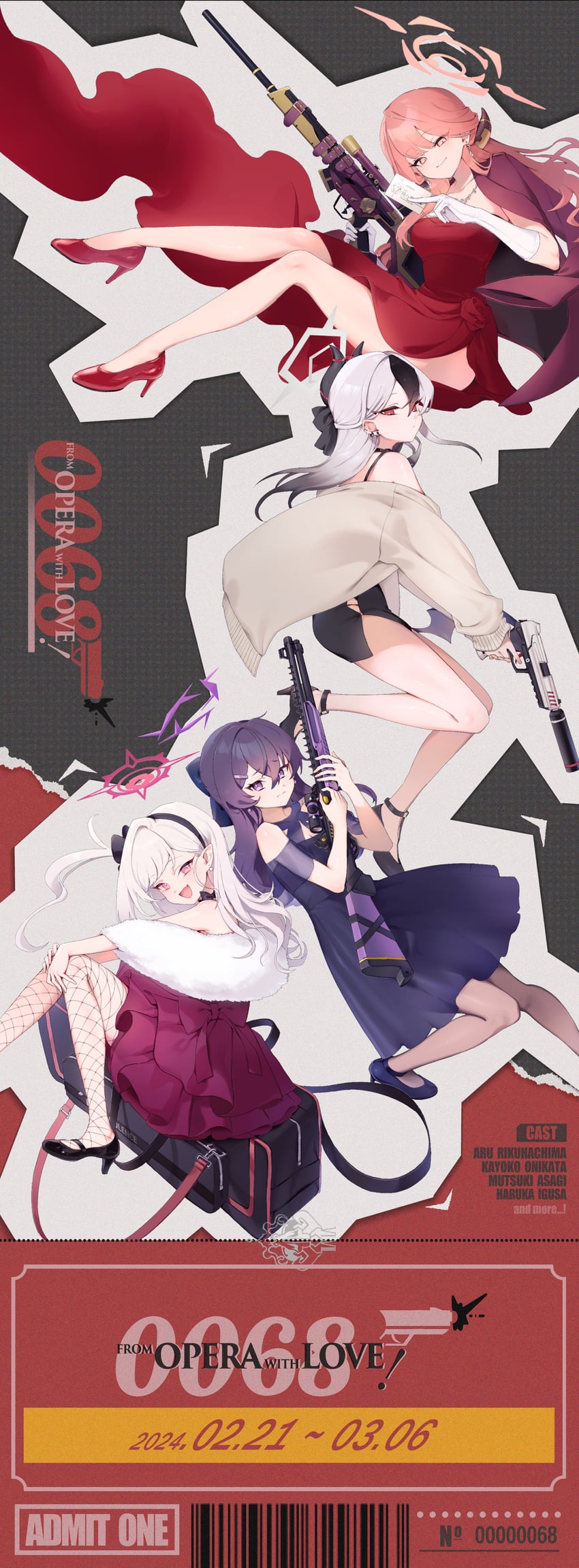 kayoko, aru, mutsuki, and haruka (blue archive) drawn by okurahokori
