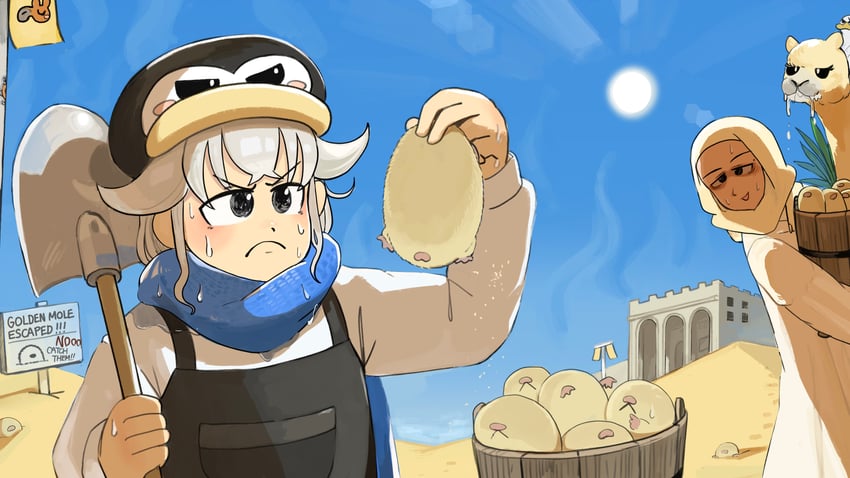 penguin keeper and desert area keeper (zookeepers) drawn by diva_(hyxpk)