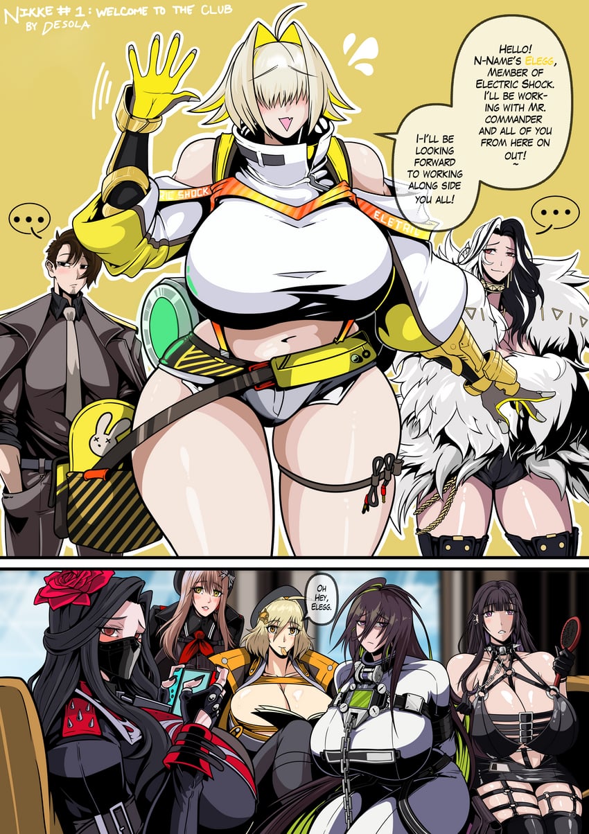 anis, commander, elegg, maiden, rosanna, and 3 more (goddess of victory: nikke) drawn by desola