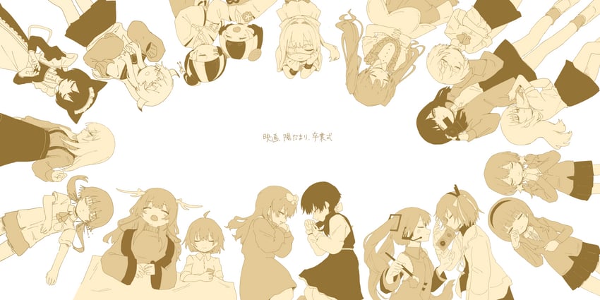 hatsune miku, adachi rei, ura, isei, riko, and 8 more (vocaloid and 18 more) drawn by 3h3983