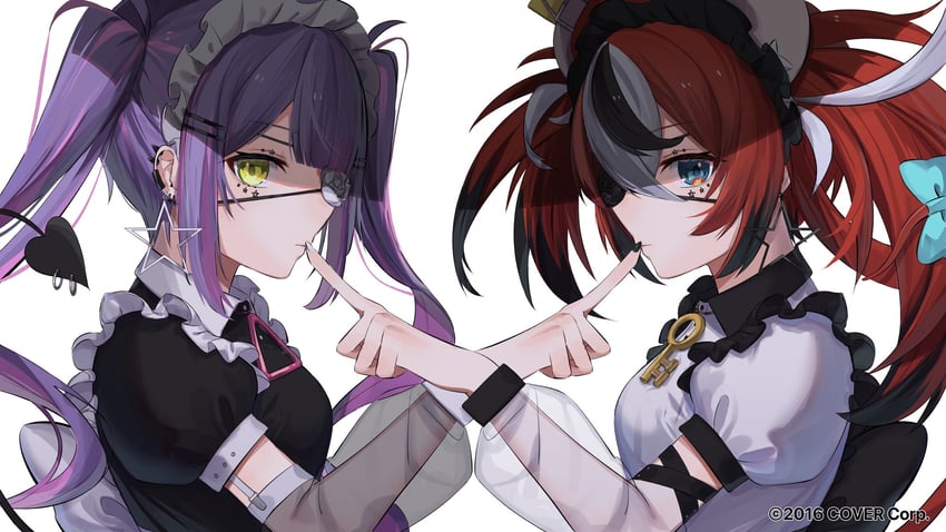 tokoyami towa and hakos baelz (hololive and 2 more) drawn by 852_box