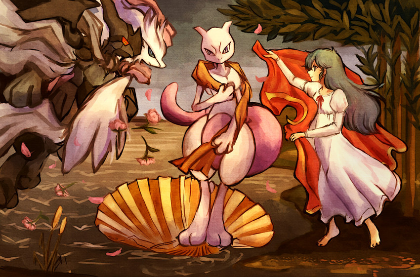 mewtwo, reshiram, zekrom, and ambertwo (pokemon and 2 more) drawn by kabocha_torute