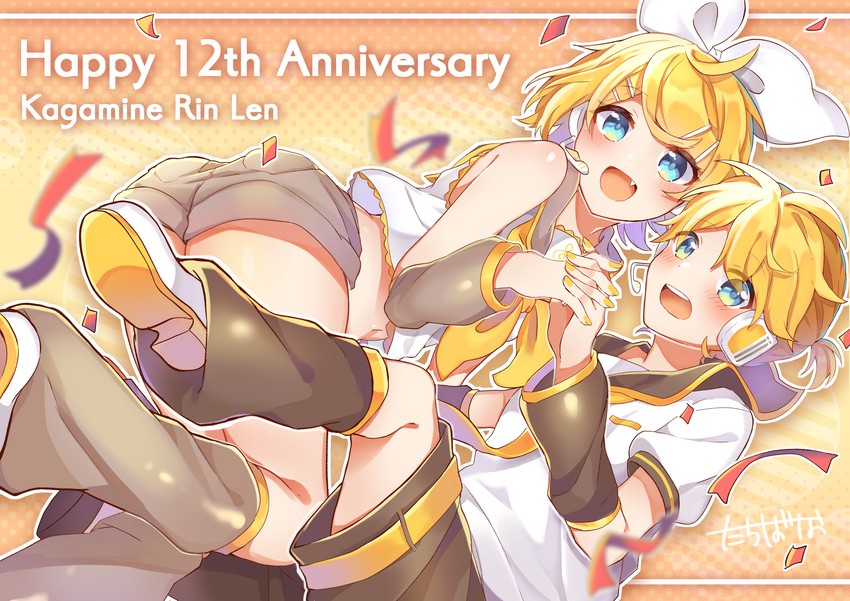 kagamine rin and kagamine len (vocaloid) drawn by tatibanamarin
