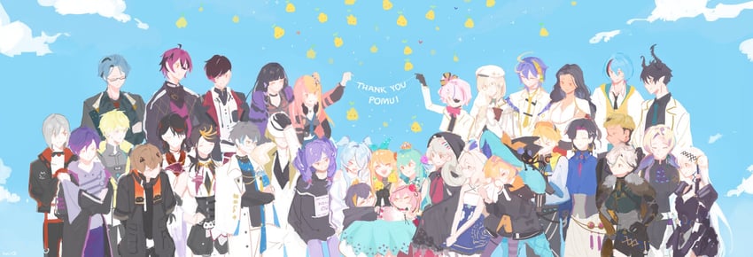 elira pendora, selen tatsuki, pomu rainpuff, enna alouette, finana ryugu, and 31 more (nijisanji and 1 more) drawn by breadloaver