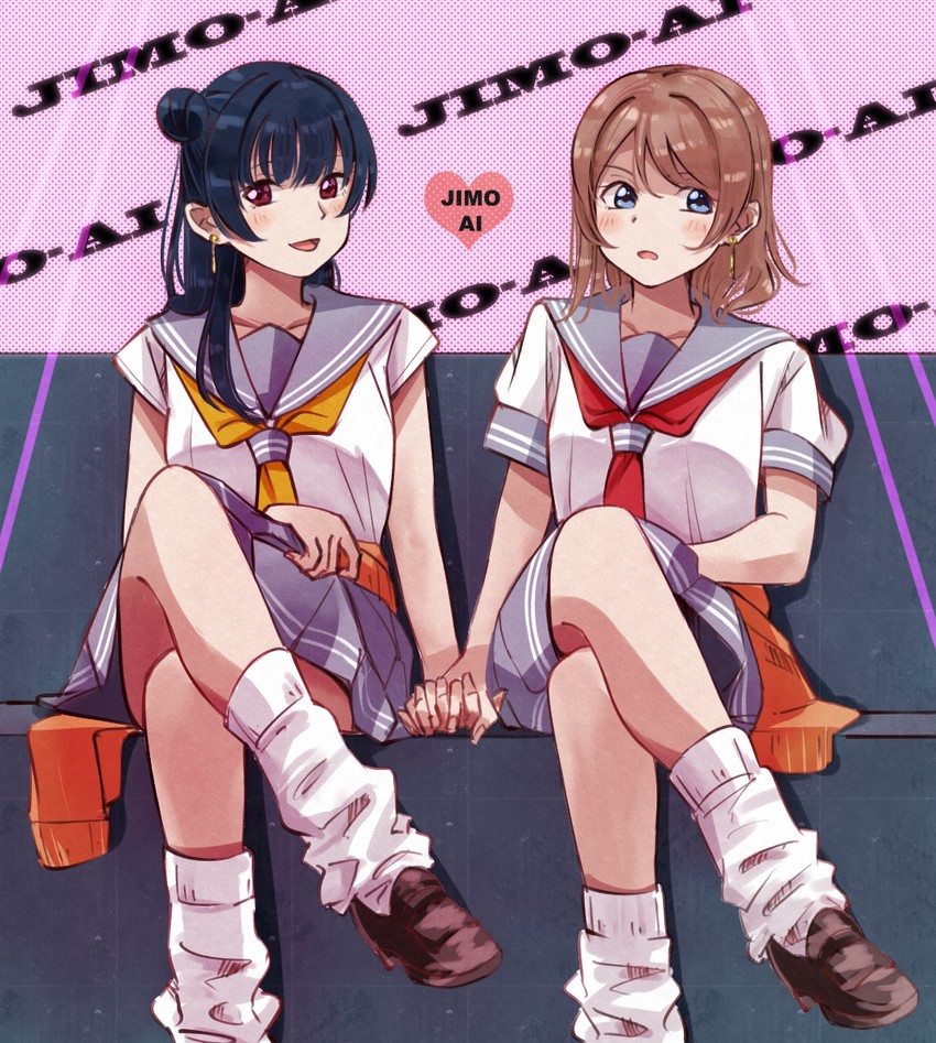 watanabe you and tsushima yoshiko (love live! and 1 more) drawn by skt_(ryxxxxx)