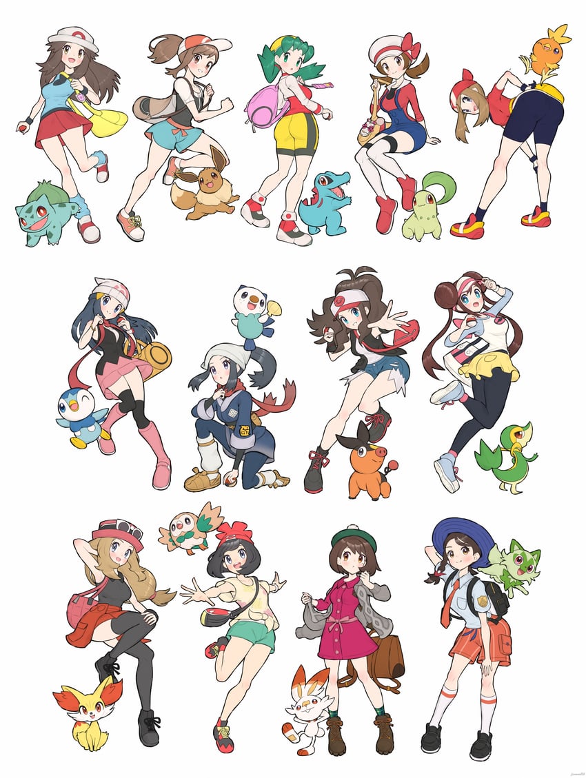 dawn, may, rosa, hilda, gloria, and 21 more (pokemon and 13 more) drawn by gonzarez
