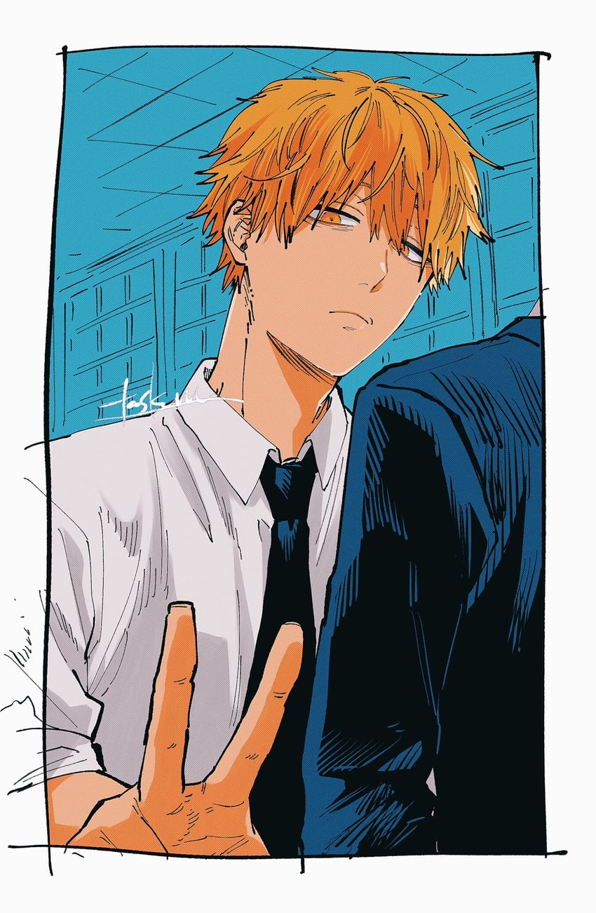 denji and hayakawa aki (chainsaw man) drawn by tsuke_(task)
