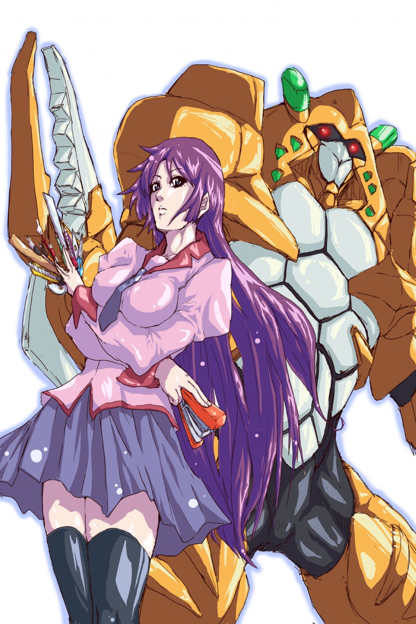 senjougahara hitagi and volcancer (monogatari and 3 more) drawn by sagattoru