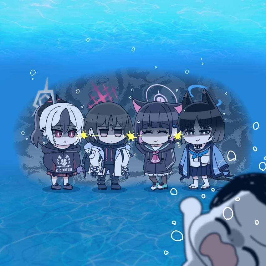 sensei, doodle sensei, kazusa, kayoko, kikyou, and 1 more (blue archive) drawn by kumata_(kuma_no_eki)