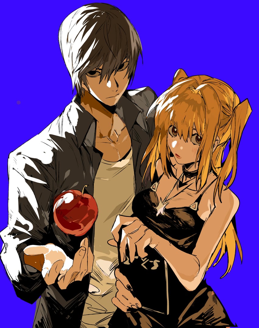 yagami light and amane misa (death note) drawn by xi_luo_an_ya