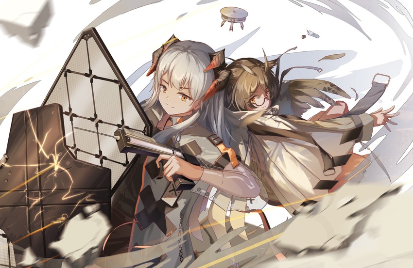 saria and silence (arknights) drawn by caisena