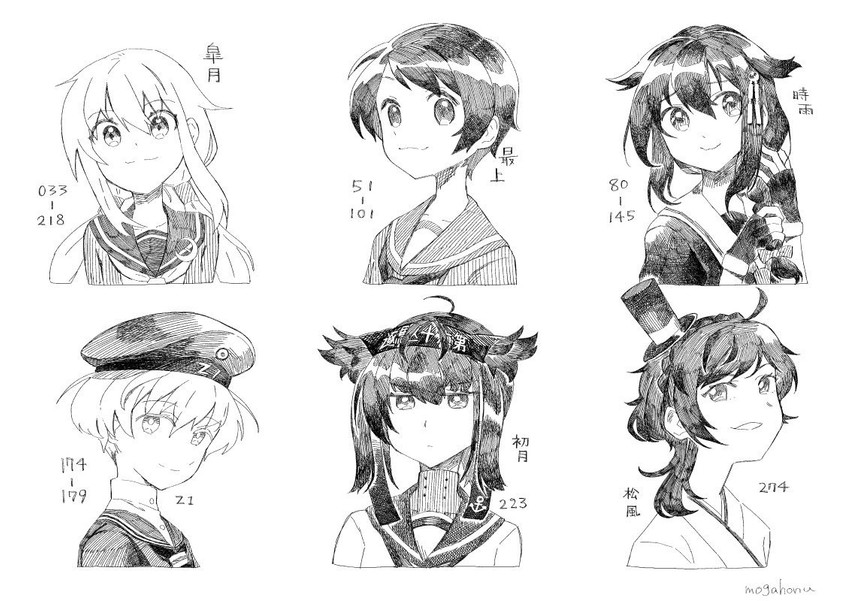 shigure, shigure kai ni, z1 leberecht maass, mogami, satsuki, and 2 more (kantai collection) drawn by mogamiya_honu