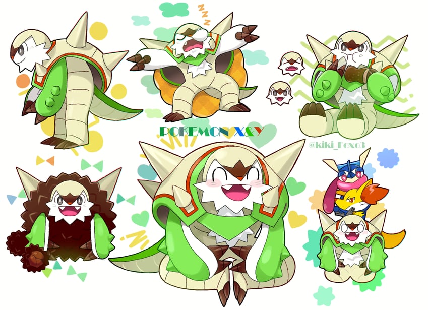 greninja, delphox, and chesnaught (pokemon and 1 more) drawn by kiki_(431642)