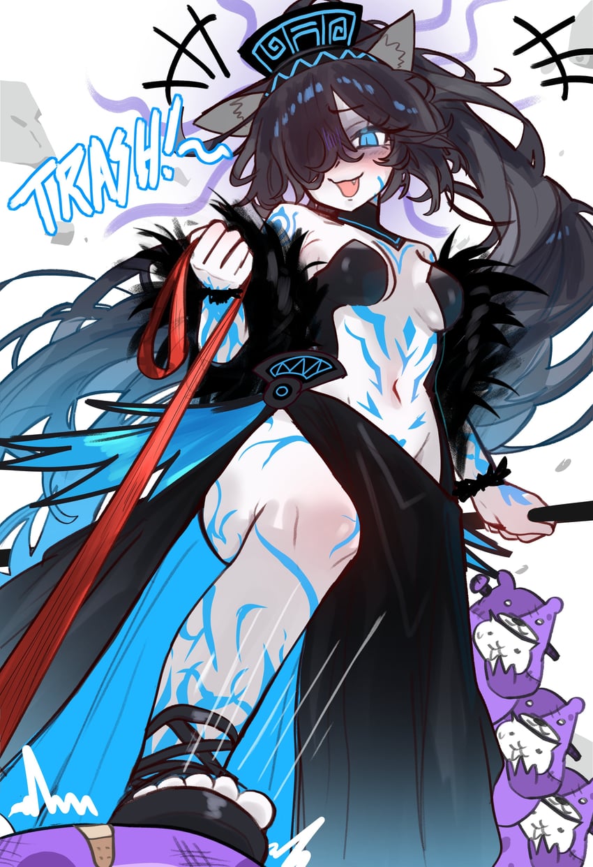 cat and dark kasli (nyanko daisensou) drawn by ebora