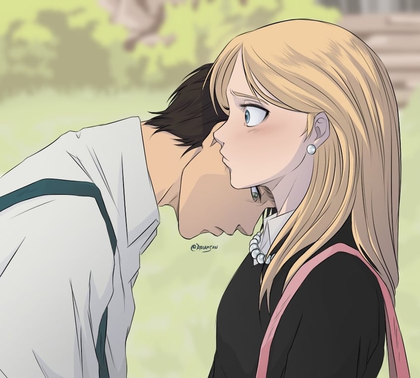 eren yeager and krista lenz (shingeki no kyojin) drawn by ariamjan