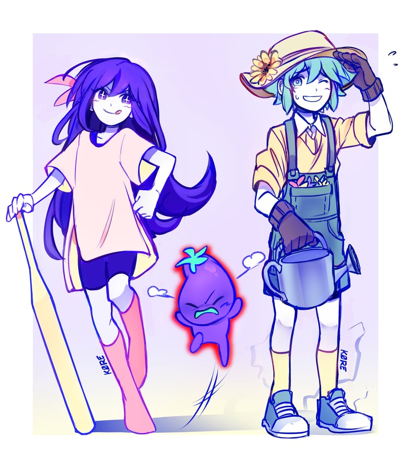 basil, aubrey, and mr. plantegg (omori) drawn by k0re_drawings