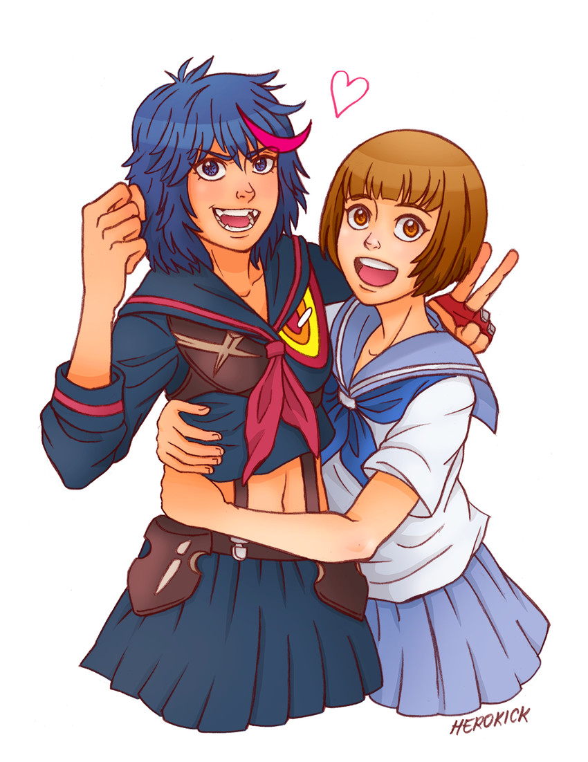 matoi ryuuko, senketsu, and mankanshoku mako (kill la kill) drawn by herokick