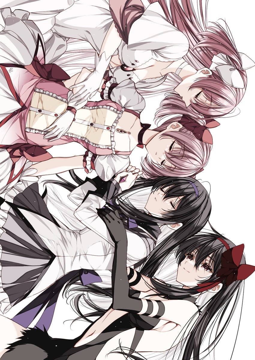 akemi homura and kaname madoka (mahou shoujo madoka magica) drawn by misteor