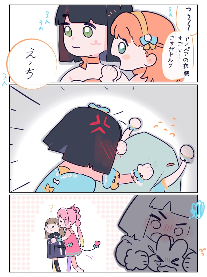 hinoshita kaho, momose ginko, anyoji hime, and kachimachi kosuzu (love live! and 1 more) drawn by pipi_(m1x_mix)