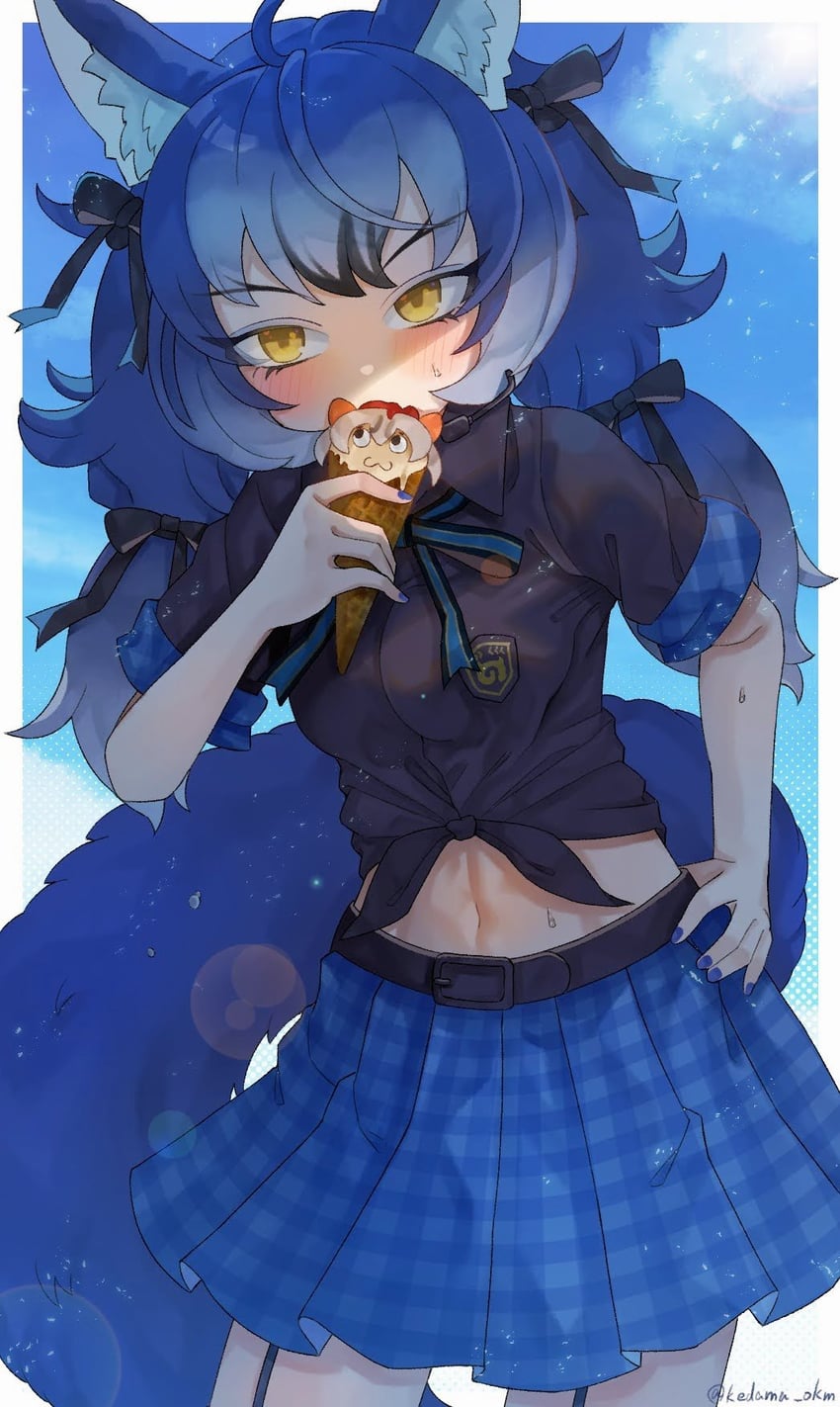island fox and dire wolf (kemono friends and 1 more) drawn by kedama_(ughugjydthjdf)