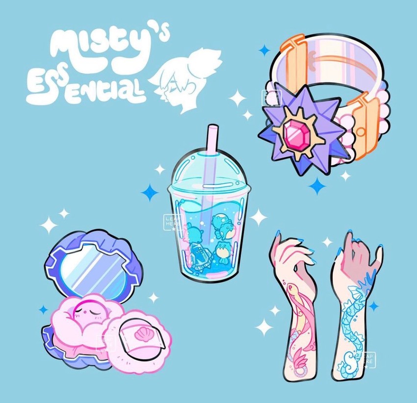 misty, milotic, gyarados, starmie, spheal, and 2 more (pokemon and 1 more) drawn by leaphere