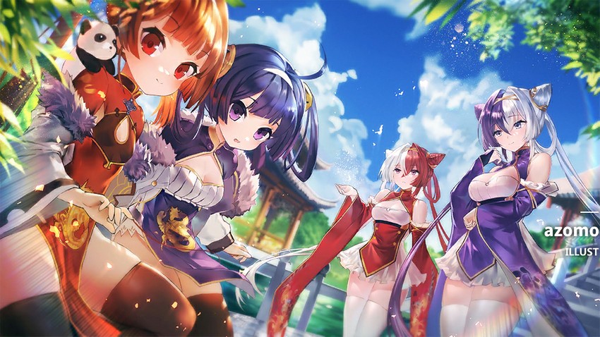 ping hai, ning hai, ying swei, and chao ho (azur lane) drawn by azomo
