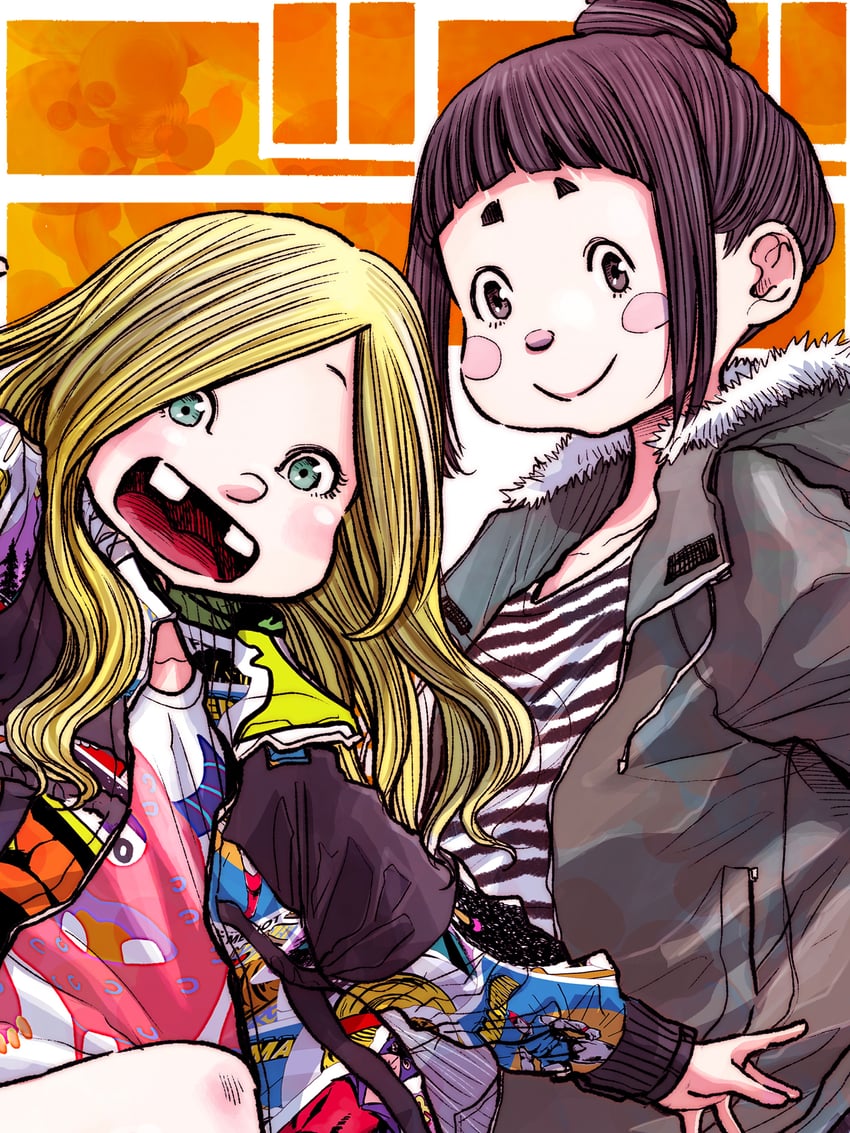 tainuma makoto and takemoto futaba (dead dead demons de dedede destruction) drawn by asano_inio