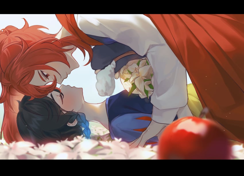 venti, diluc, and snow white (genshin impact and 1 more) drawn by kkopoli