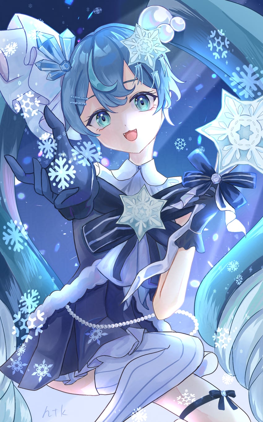 hatsune miku and yuki miku (vocaloid) drawn by tsuyushiro_hitaki