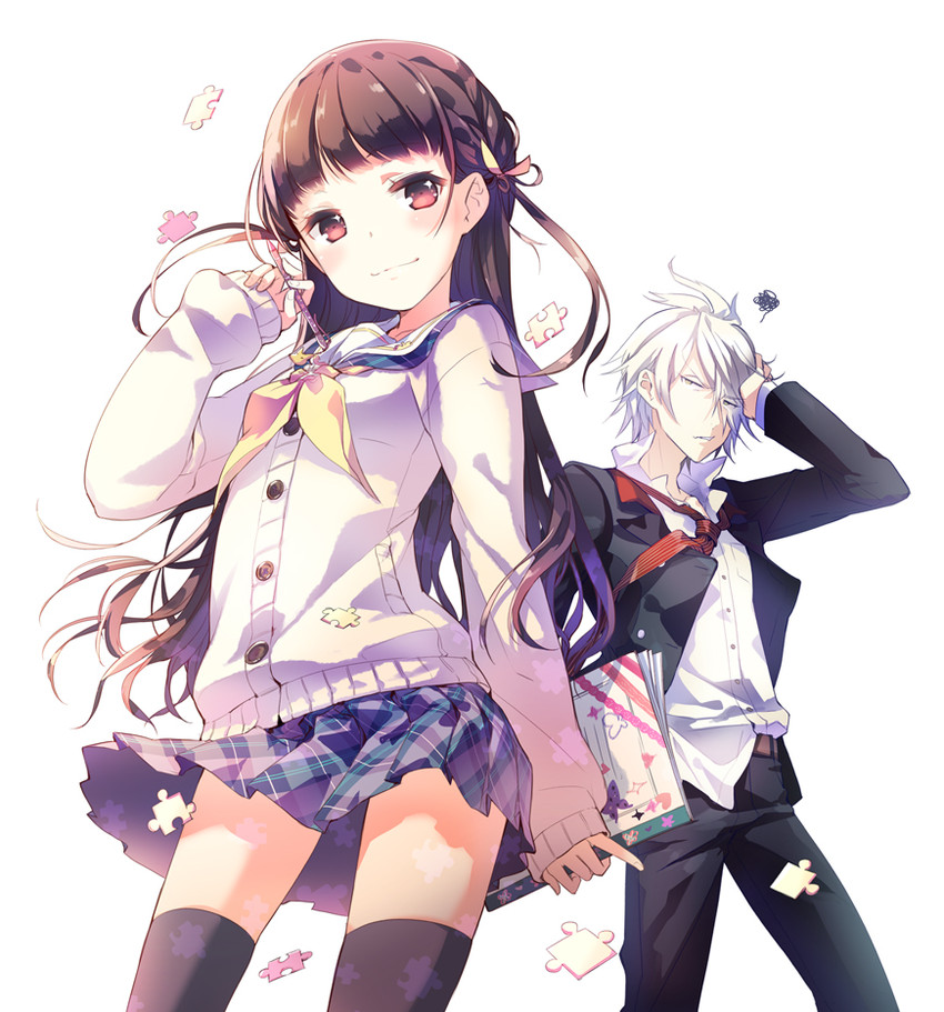 sakamoto akitsuki and yumesaki hikari (ashita boku wa shinu. kimi wa ikikaeru.) drawn by h2so4