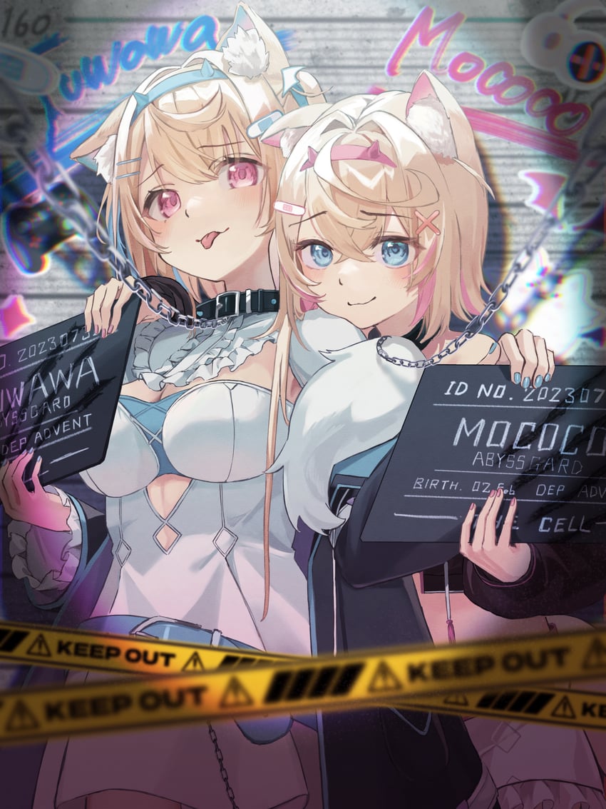 fuwawa abyssgard and mococo abyssgard (hololive and 1 more) drawn by penta_(pepepen_28)