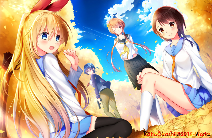 kirisaki chitoge, onodera kosaki, tsugumi seishirou, and tachibana marika (nisekoi) drawn by kaho_okashii