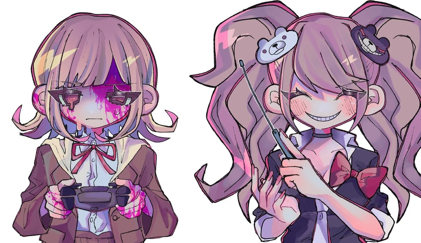 nanami chiaki and enoshima junko (danganronpa and 2 more) drawn by tirashita
