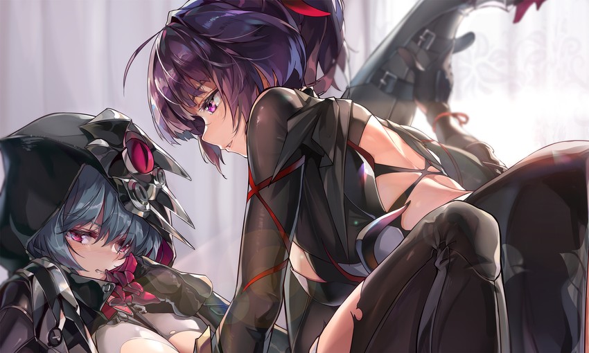 raiden mei and raven (honkai and 1 more) drawn by zomzomzomsauce