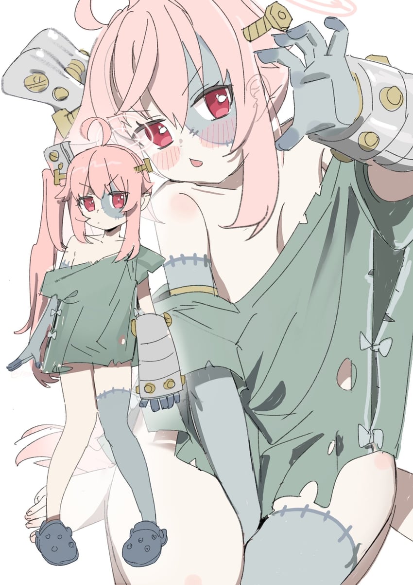 natsu and frankenstein's monster (blue archive) drawn by nemo_(leafnight)