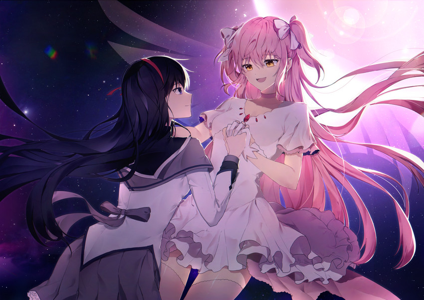 akemi homura, kaname madoka, and ultimate madoka (mahou shoujo madoka magica) drawn by nohyoo_0911