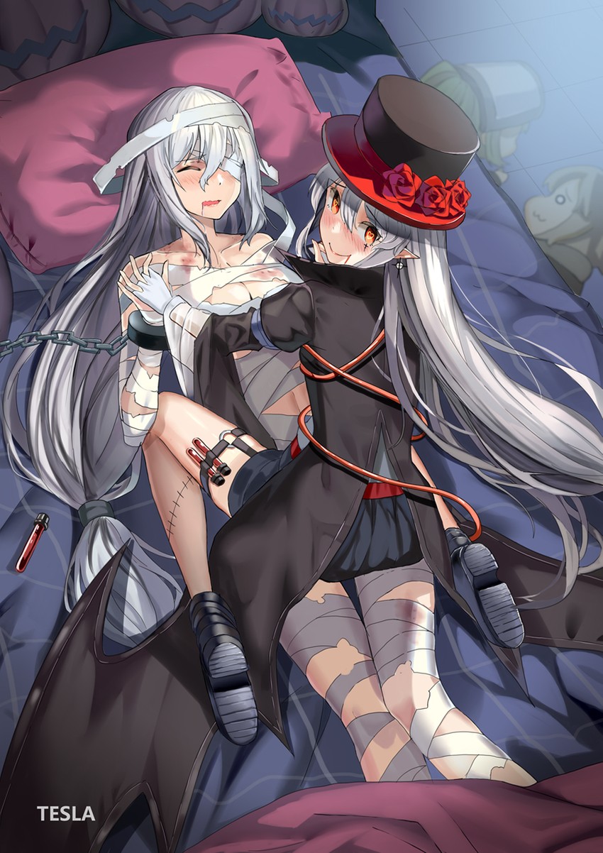 skadi, siege, warfarin, and grani (arknights) drawn by qihai_lunpo