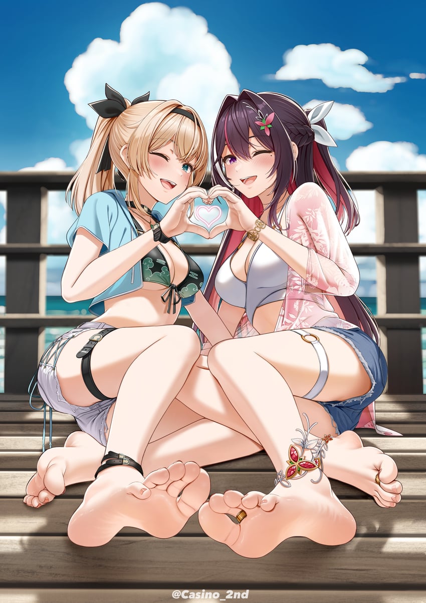 kazama iroha and azki (hololive) drawn by casino_(casinoep)