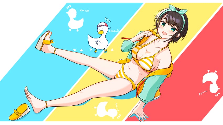 oozora subaru and subaru duck (hololive) drawn by higyohigyo