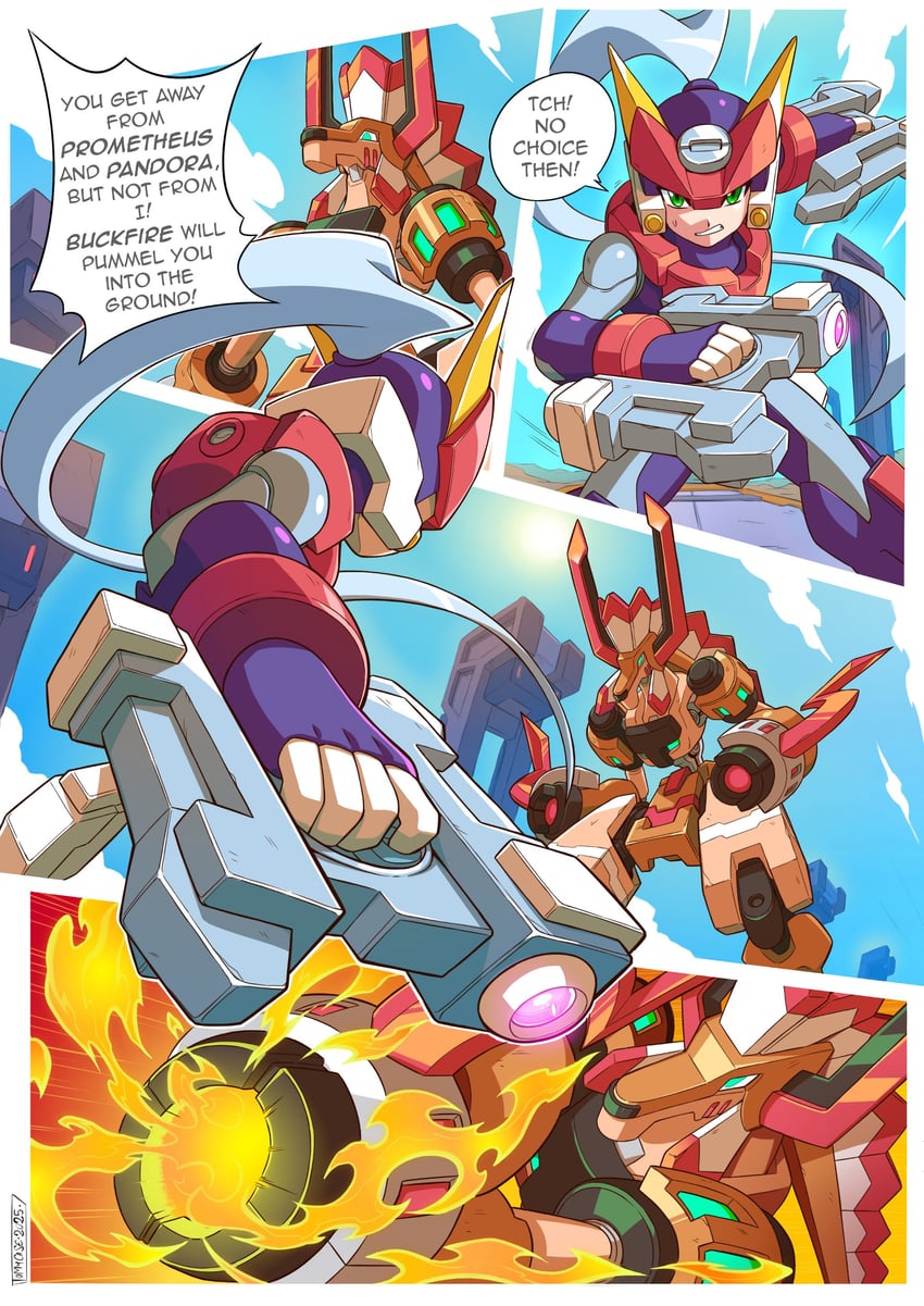 ashe, model a, and buckfire (mega man and 2 more) drawn by tomycase