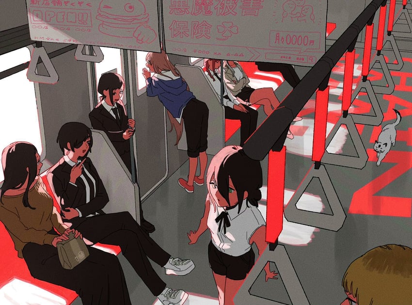 makima, power, reze, higashiyama kobeni, himeno, and 5 more (chainsaw man) drawn by happa_mochii