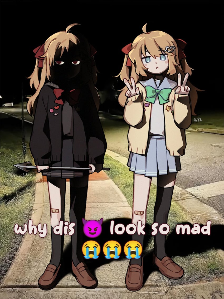 neuro-sama and evil neuro-sama (vedal ai) drawn by 472pis